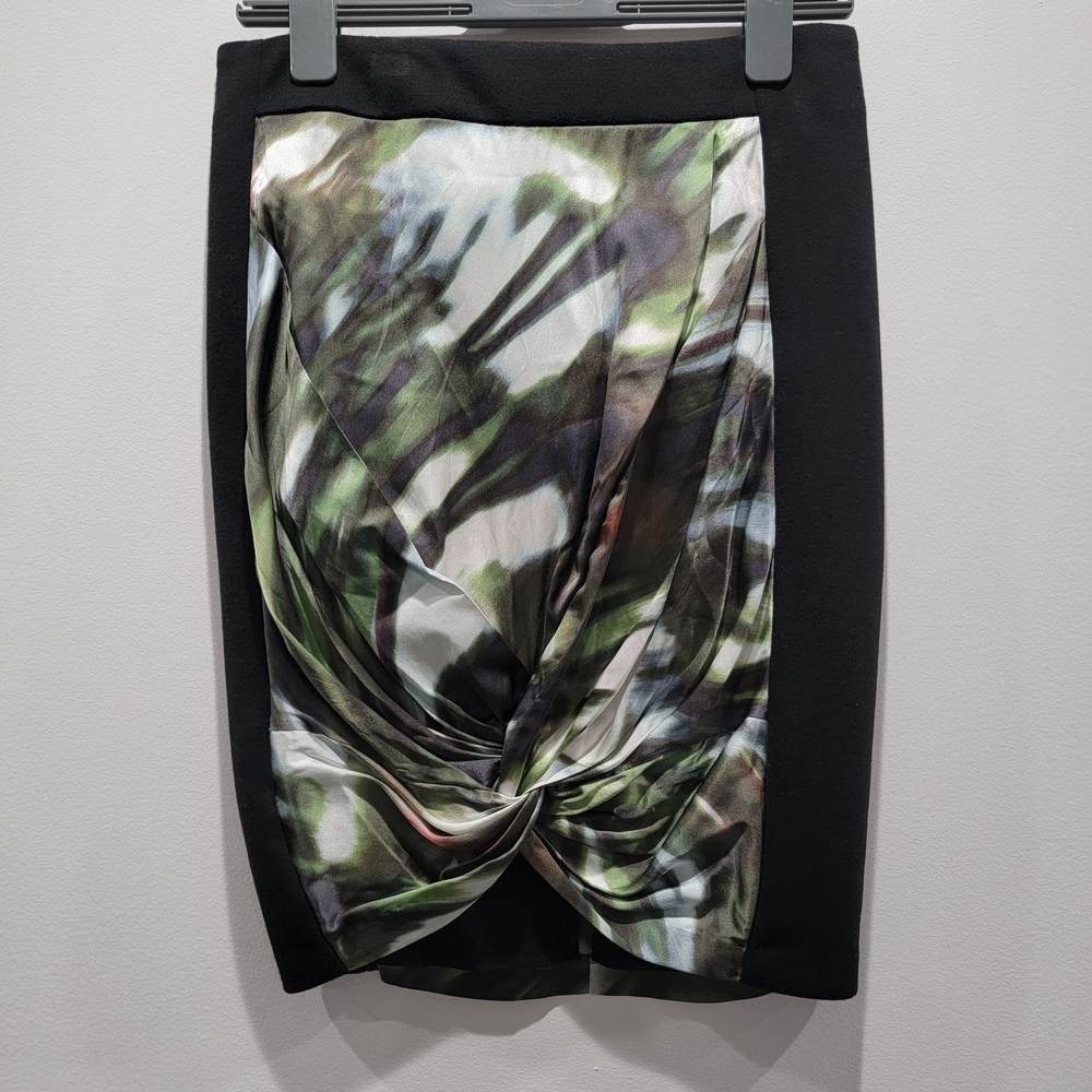 Karen Millen Black and Abstract Print Pencil Skirt
